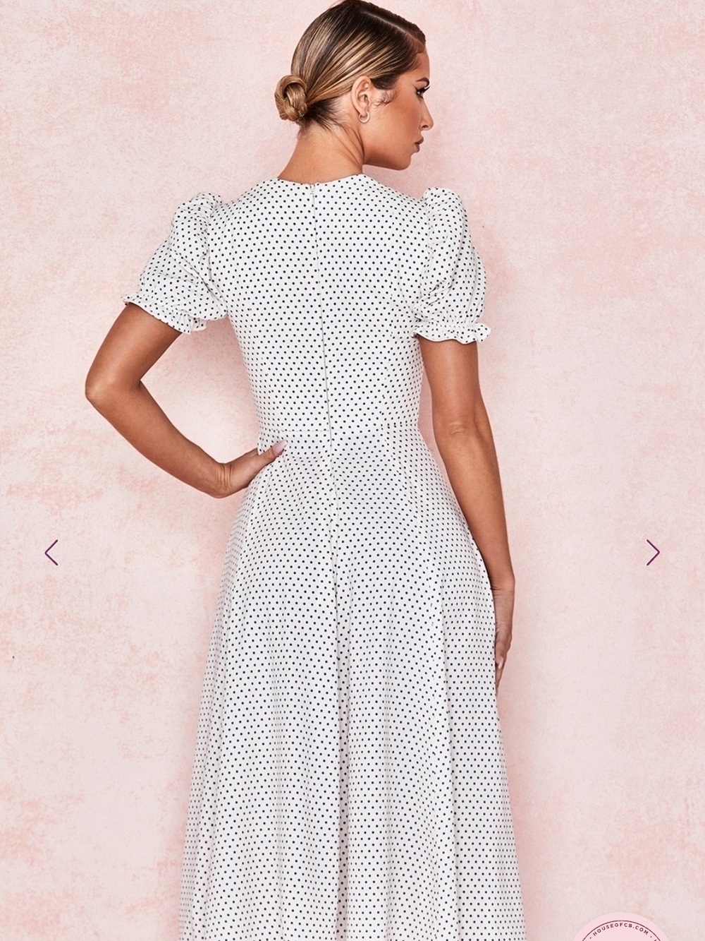 House of CB White Polka Dot Midi ELLERY Dress - Picture 6 of 12
